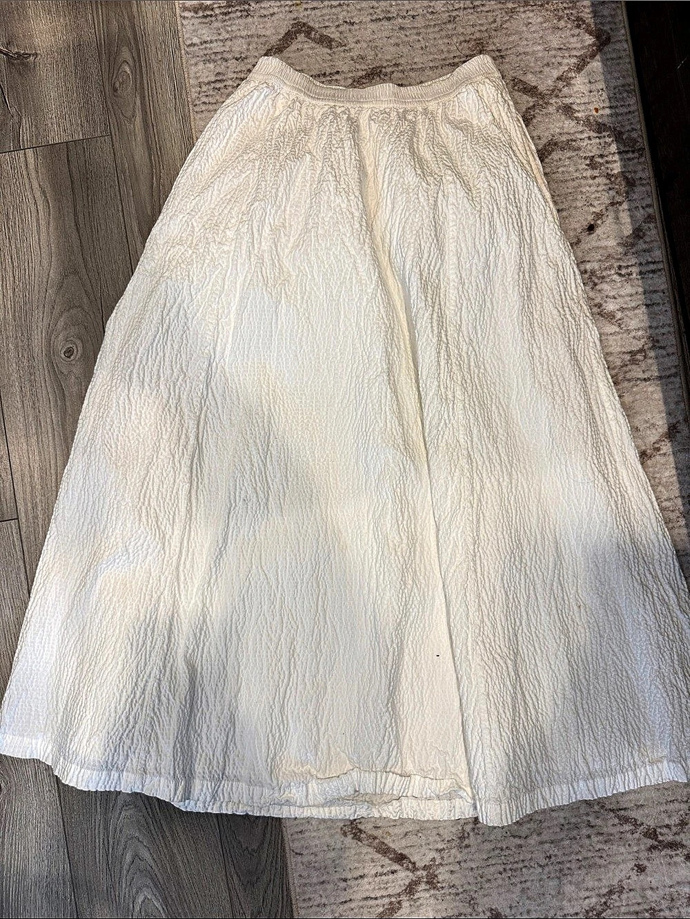 aday Textured Maxi Skirt in White with pockets!